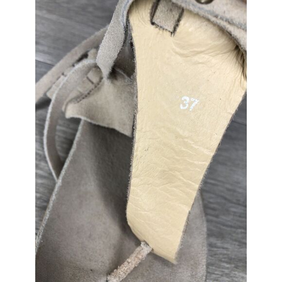 Free People Grey Suede Leather Collins Thong Chain Strappy Sandals Women 37EU/6M - Picture 8 of 16